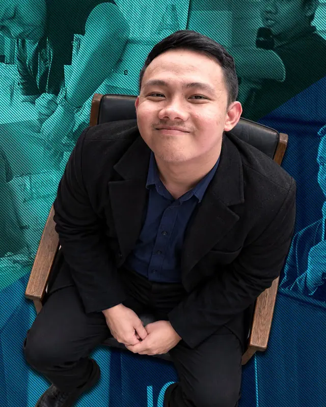 Portrait of Christian Cordero, JCI Bataan President-Elect for 2027, seated and smiling up at the camera.